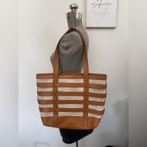 Fossil Brown and Cream Tote Bag